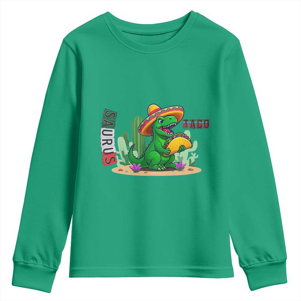 Mexican Food Lover Gift Youth Sweatshirt Funny Dinosaur Taco Saurus - Wonder Print Shop