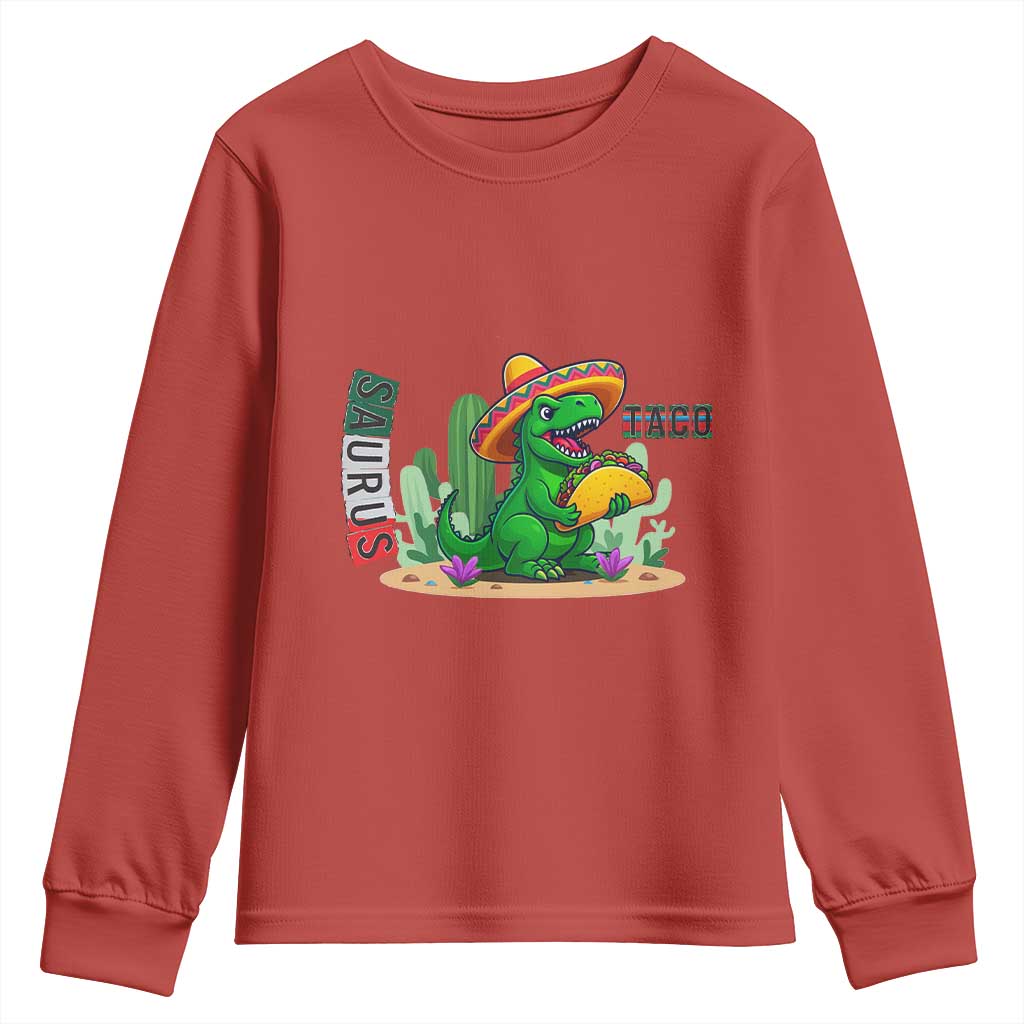 Mexican Food Lover Gift Youth Sweatshirt Funny Dinosaur Taco Saurus - Wonder Print Shop