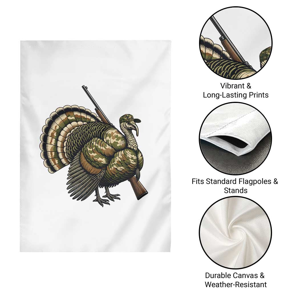 Funny Camo Turkey Hunter Rifle Gift Garden Flag - Wonder Print Shop