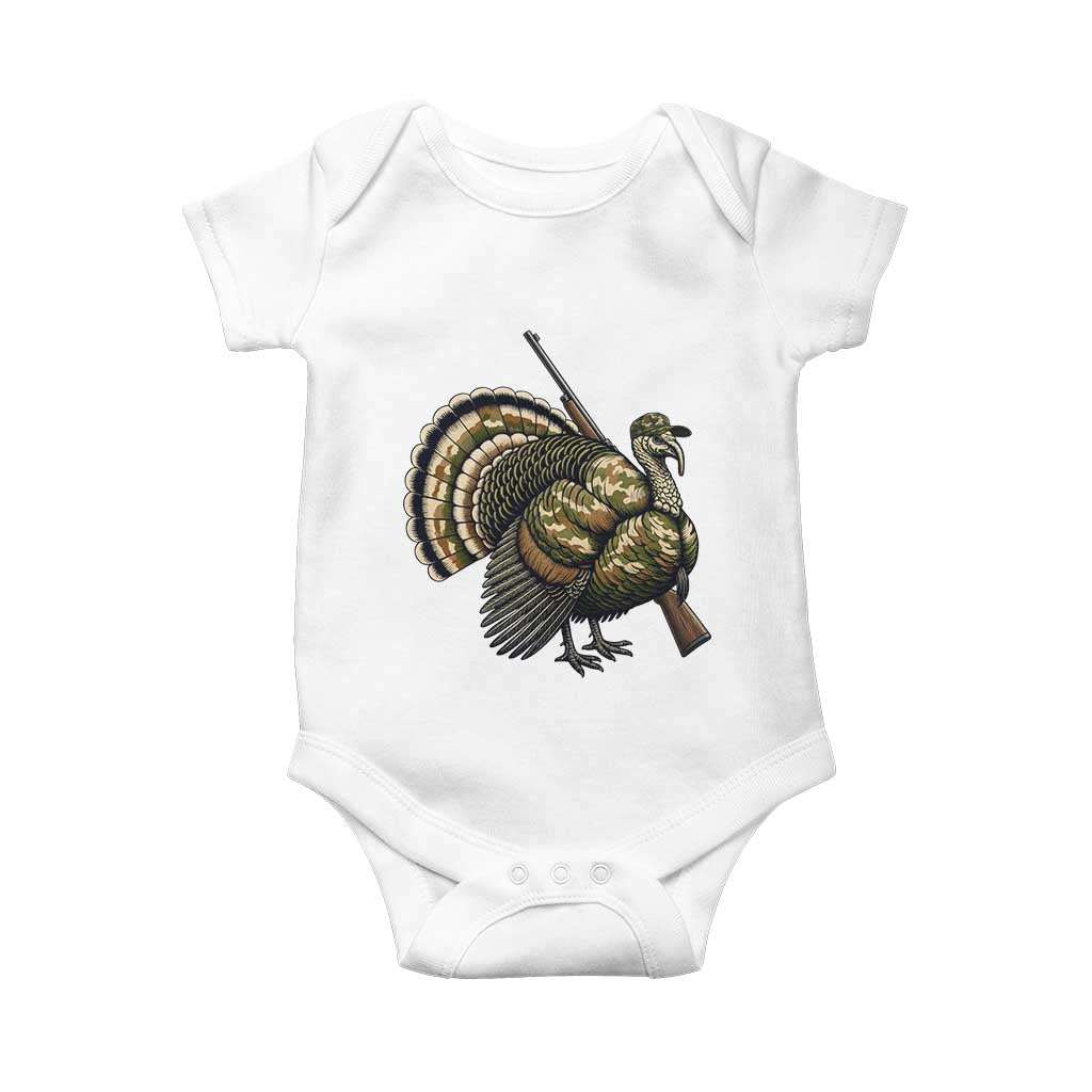 Funny Camo Turkey Hunter Rifle Gift Baby Onesie - Wonder Print Shop