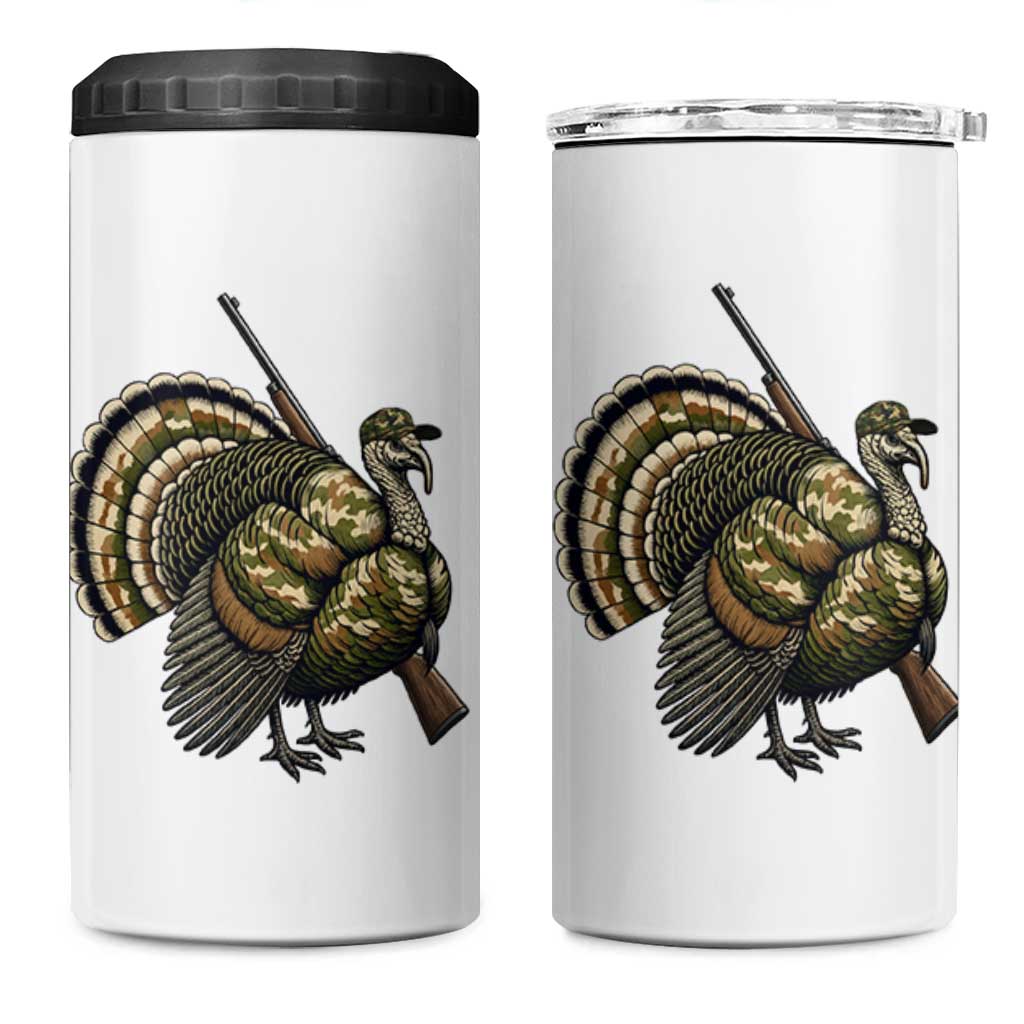 Funny Camo Turkey Hunter Rifle Gift 4 in 1 Can Cooler Tumbler - Wonder Print Shop