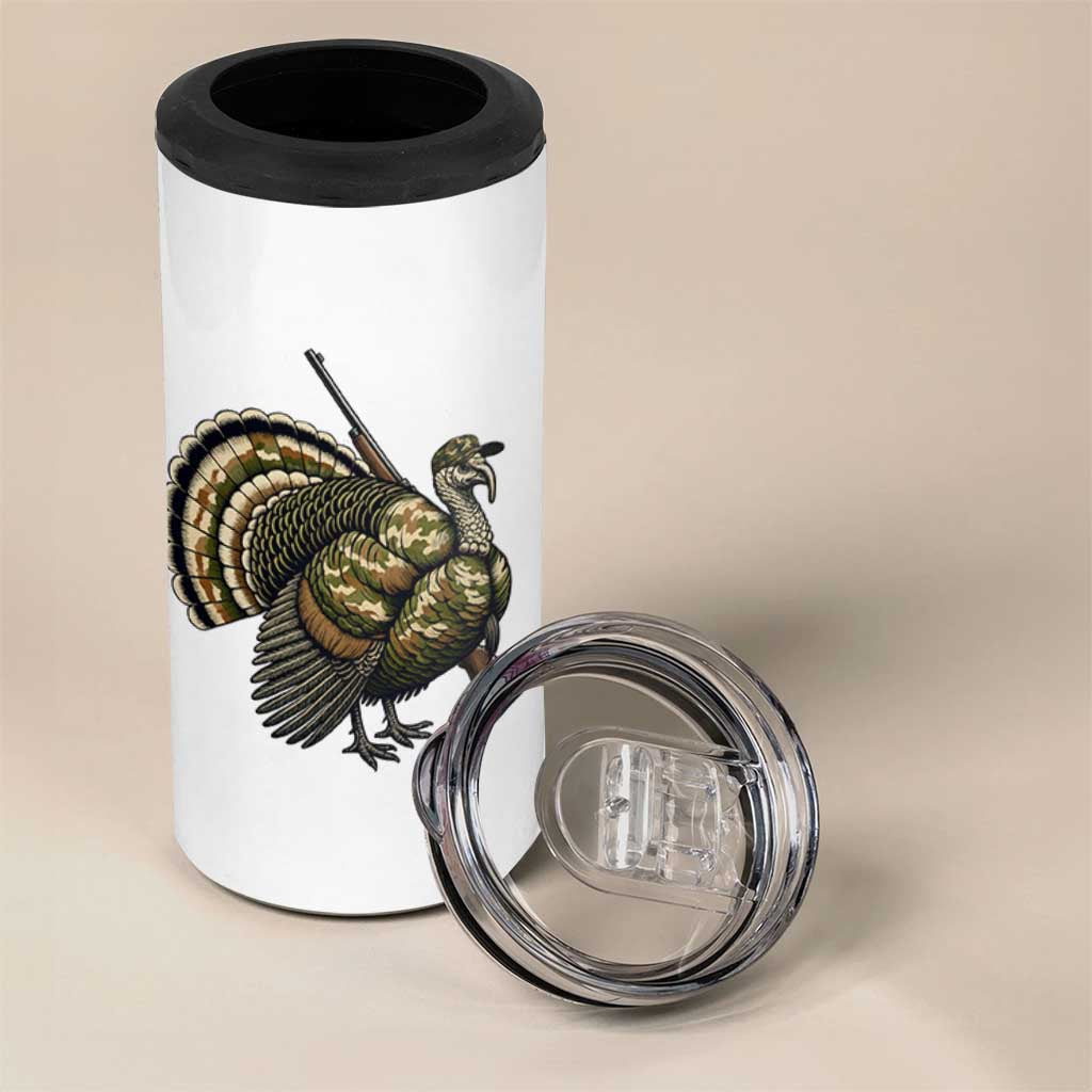 Funny Camo Turkey Hunter Rifle Gift 4 in 1 Can Cooler Tumbler - Wonder Print Shop