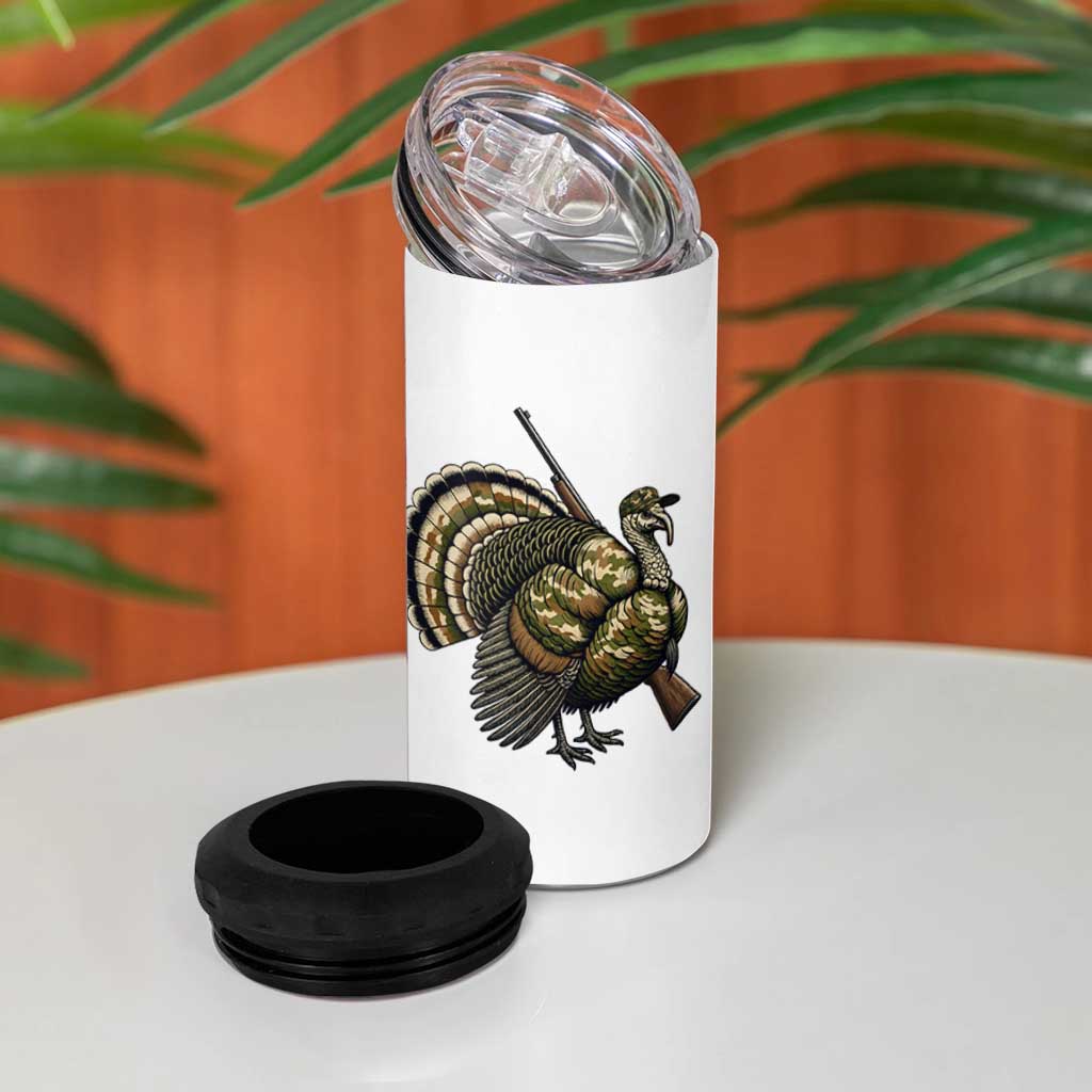 Funny Camo Turkey Hunter Rifle Gift 4 in 1 Can Cooler Tumbler - Wonder Print Shop