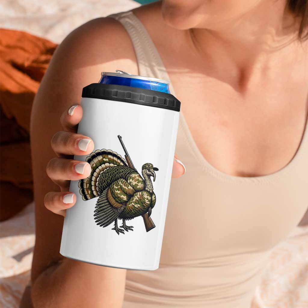Funny Camo Turkey Hunter Rifle Gift 4 in 1 Can Cooler Tumbler - Wonder Print Shop