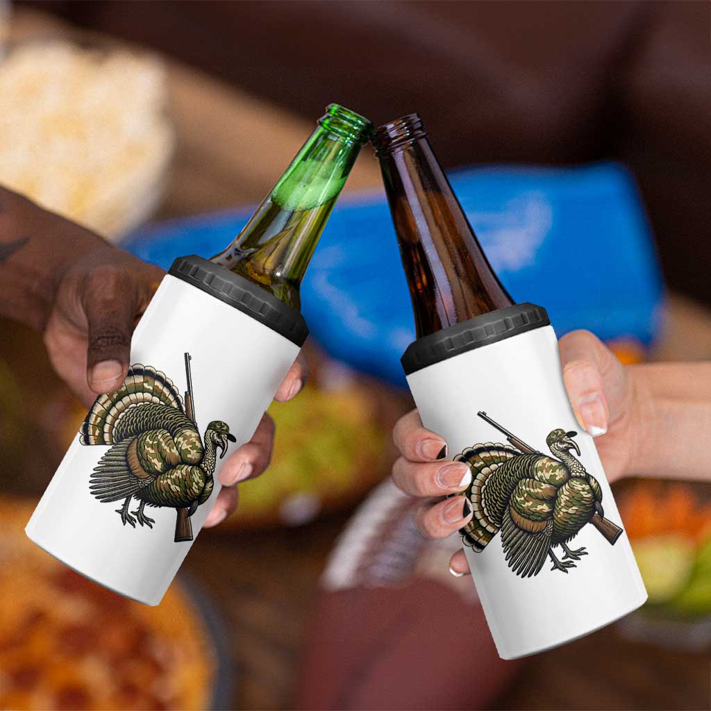 Funny Camo Turkey Hunter Rifle Gift 4 in 1 Can Cooler Tumbler - Wonder Print Shop