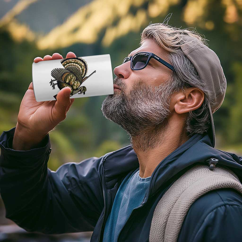 Funny Camo Turkey Hunter Rifle Gift 4 in 1 Can Cooler Tumbler - Wonder Print Shop