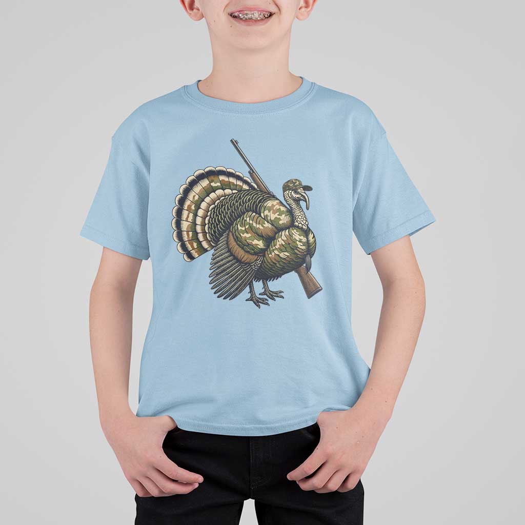 Funny Camo Turkey Hunter Rifle Gift T Shirt For Kid - Wonder Print Shop