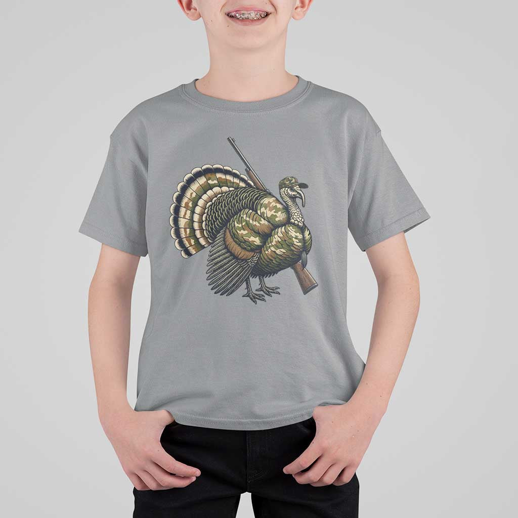 Funny Camo Turkey Hunter Rifle Gift T Shirt For Kid - Wonder Print Shop