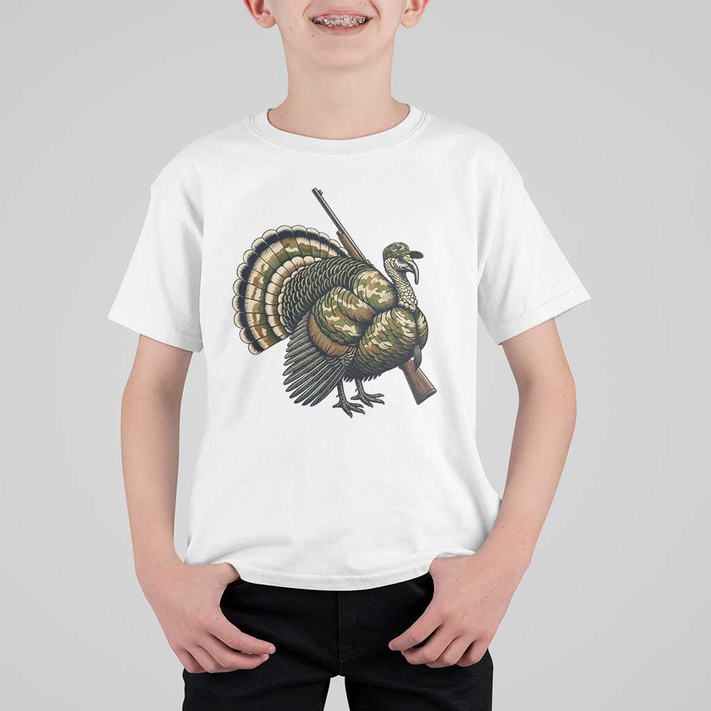 Funny Camo Turkey Hunter Rifle Gift T Shirt For Kid - Wonder Print Shop