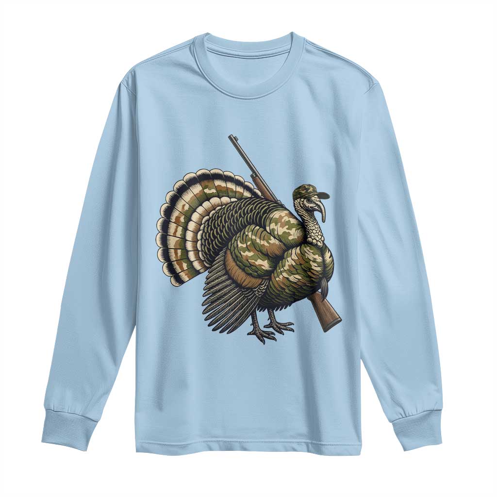 Funny Camo Turkey Hunter Rifle Gift Long Sleeve Shirt - Wonder Print Shop