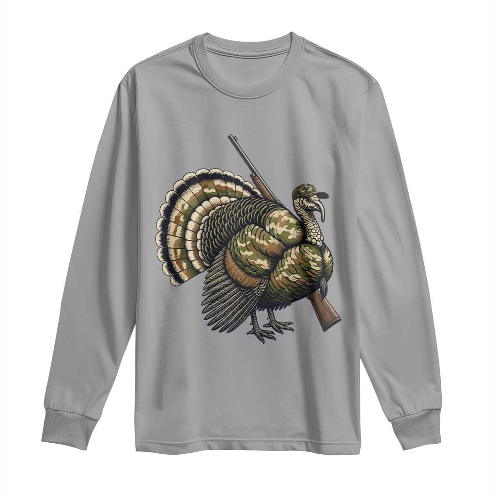 Funny Camo Turkey Hunter Rifle Gift Long Sleeve Shirt - Wonder Print Shop