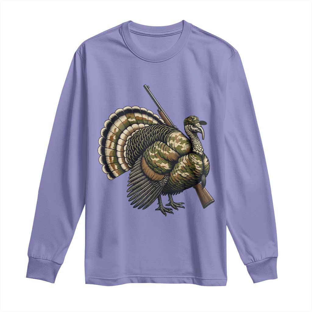 Funny Camo Turkey Hunter Rifle Gift Long Sleeve Shirt - Wonder Print Shop