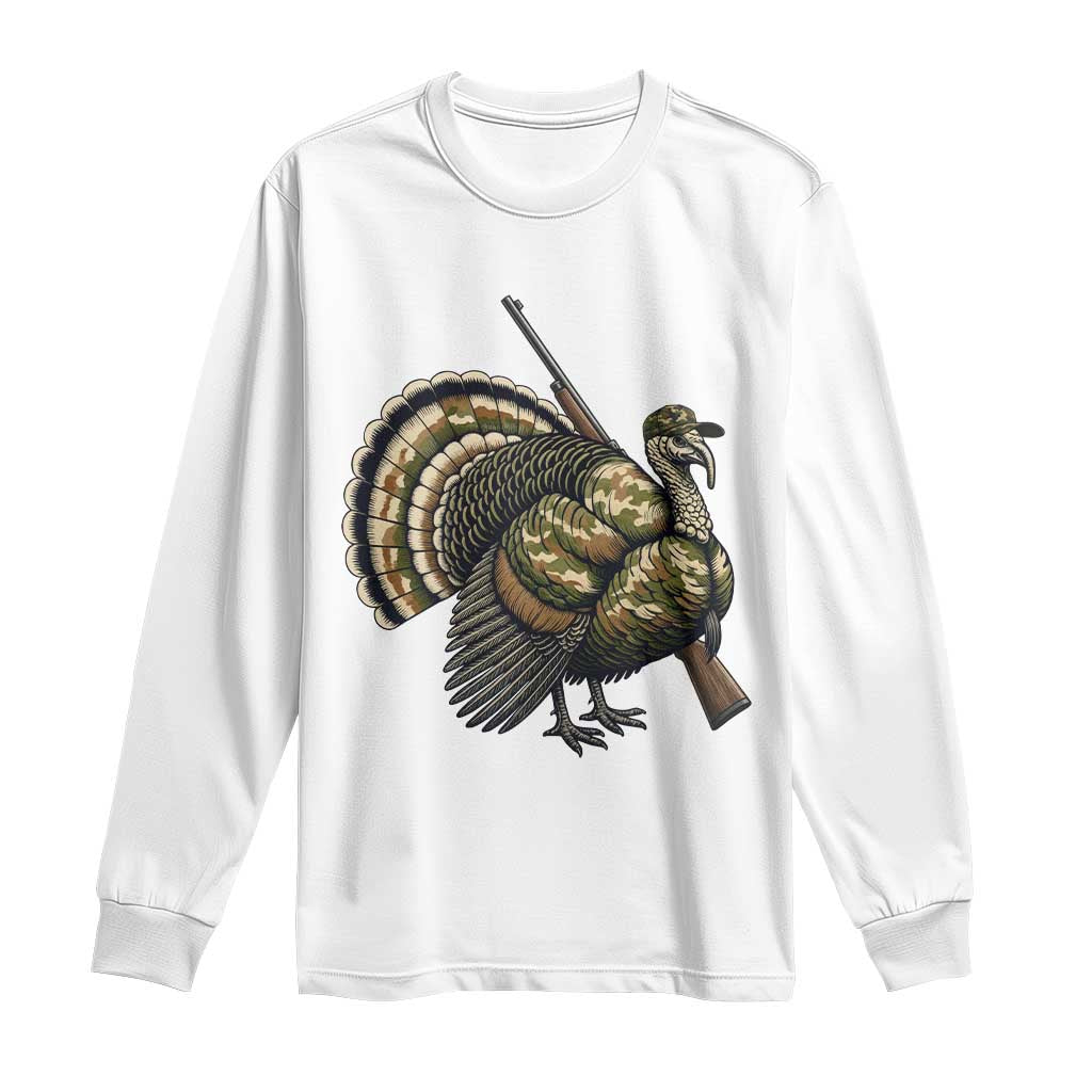 Funny Camo Turkey Hunter Rifle Gift Long Sleeve Shirt - Wonder Print Shop