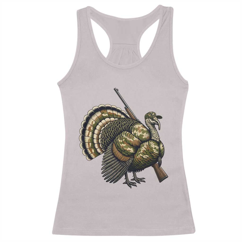 Funny Camo Turkey Hunter Rifle Gift Racerback Tank Top - Wonder Print Shop