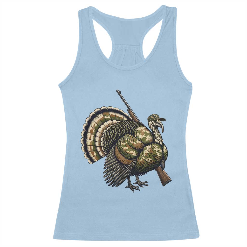 Funny Camo Turkey Hunter Rifle Gift Racerback Tank Top - Wonder Print Shop