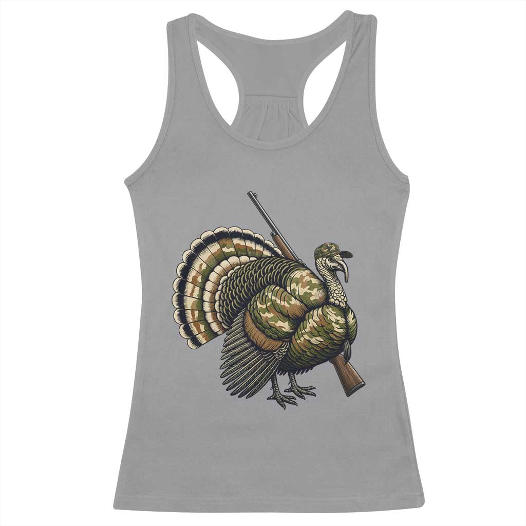 Funny Camo Turkey Hunter Rifle Gift Racerback Tank Top - Wonder Print Shop