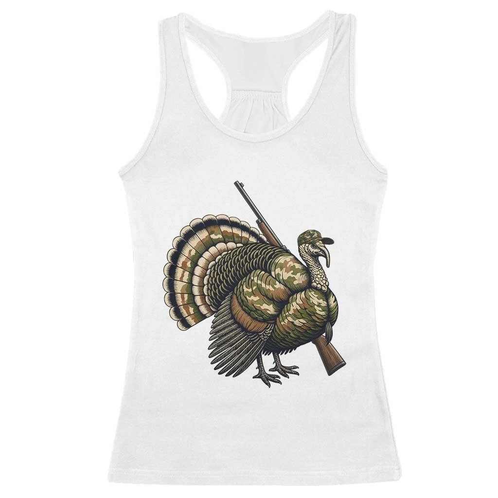 Funny Camo Turkey Hunter Rifle Gift Racerback Tank Top - Wonder Print Shop