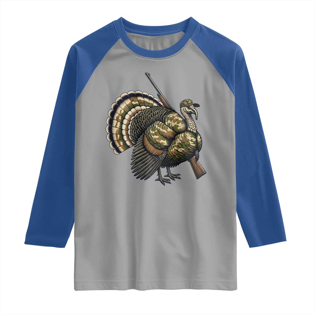 Funny Camo Turkey Hunter Rifle Gift Raglan Shirt - Wonder Print Shop