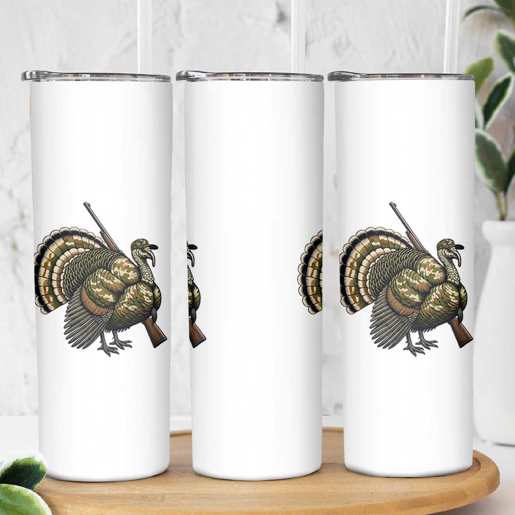 Funny Camo Turkey Hunter Rifle Gift Skinny Tumbler - Wonder Print Shop