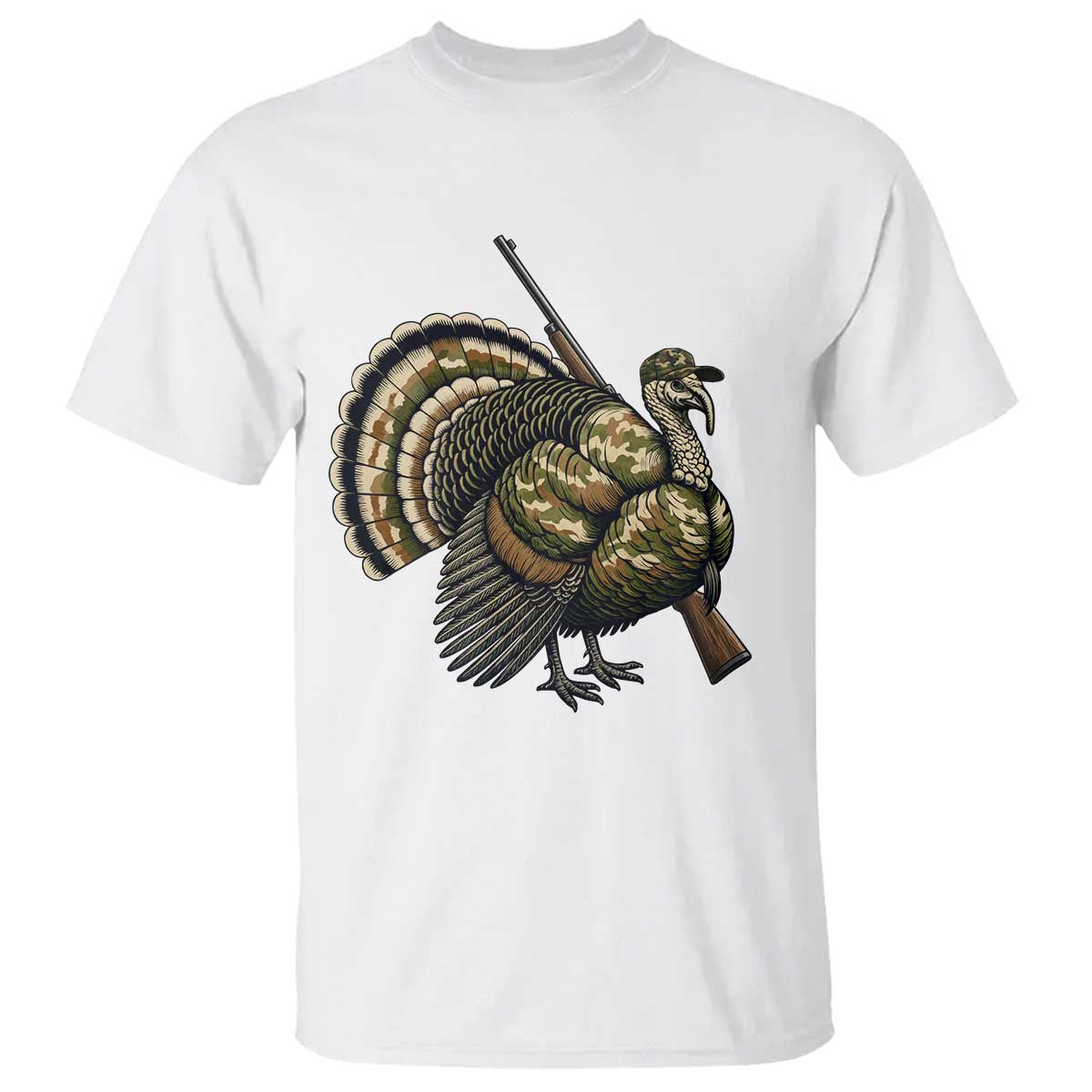 Funny Camo Turkey Hunter Rifle Gift T Shirt - Wonder Print Shop