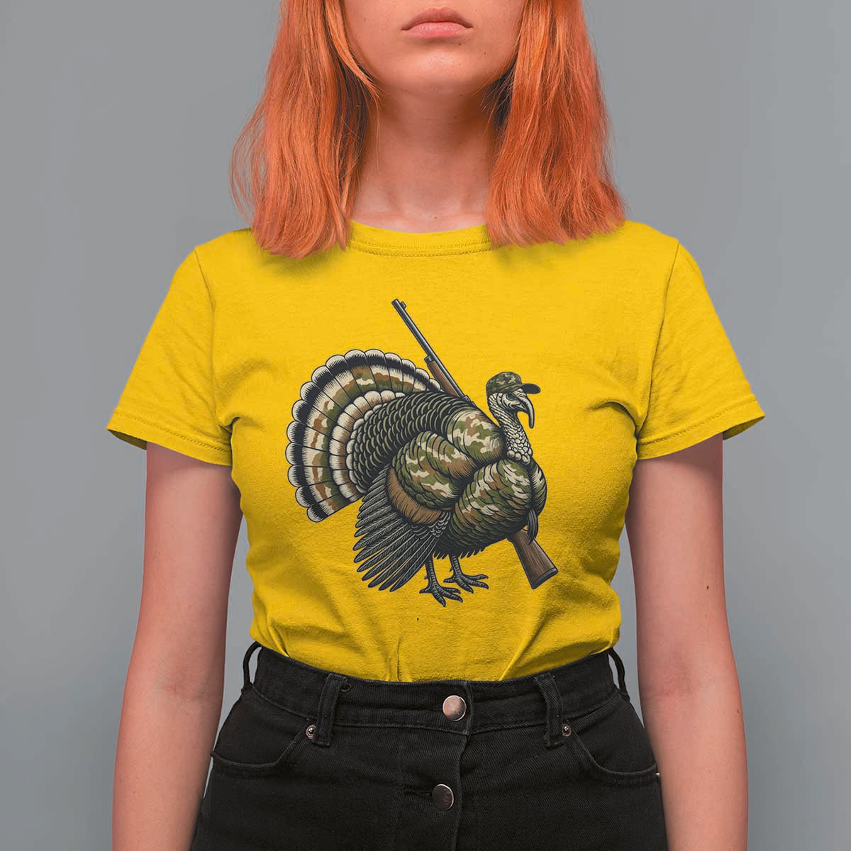 Funny Camo Turkey Hunter Rifle Gift T Shirt For Women - Wonder Print Shop