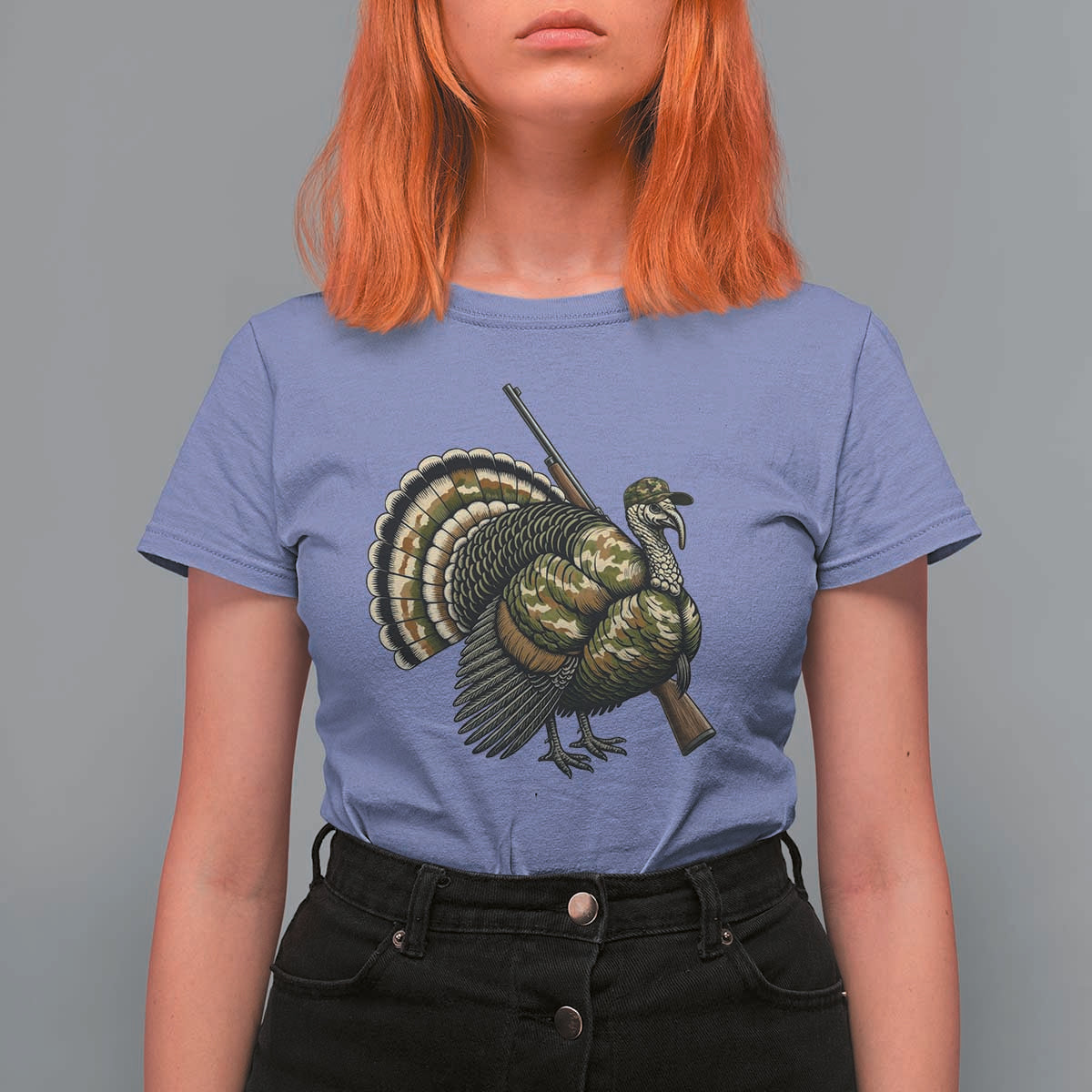 Funny Camo Turkey Hunter Rifle Gift T Shirt For Women - Wonder Print Shop