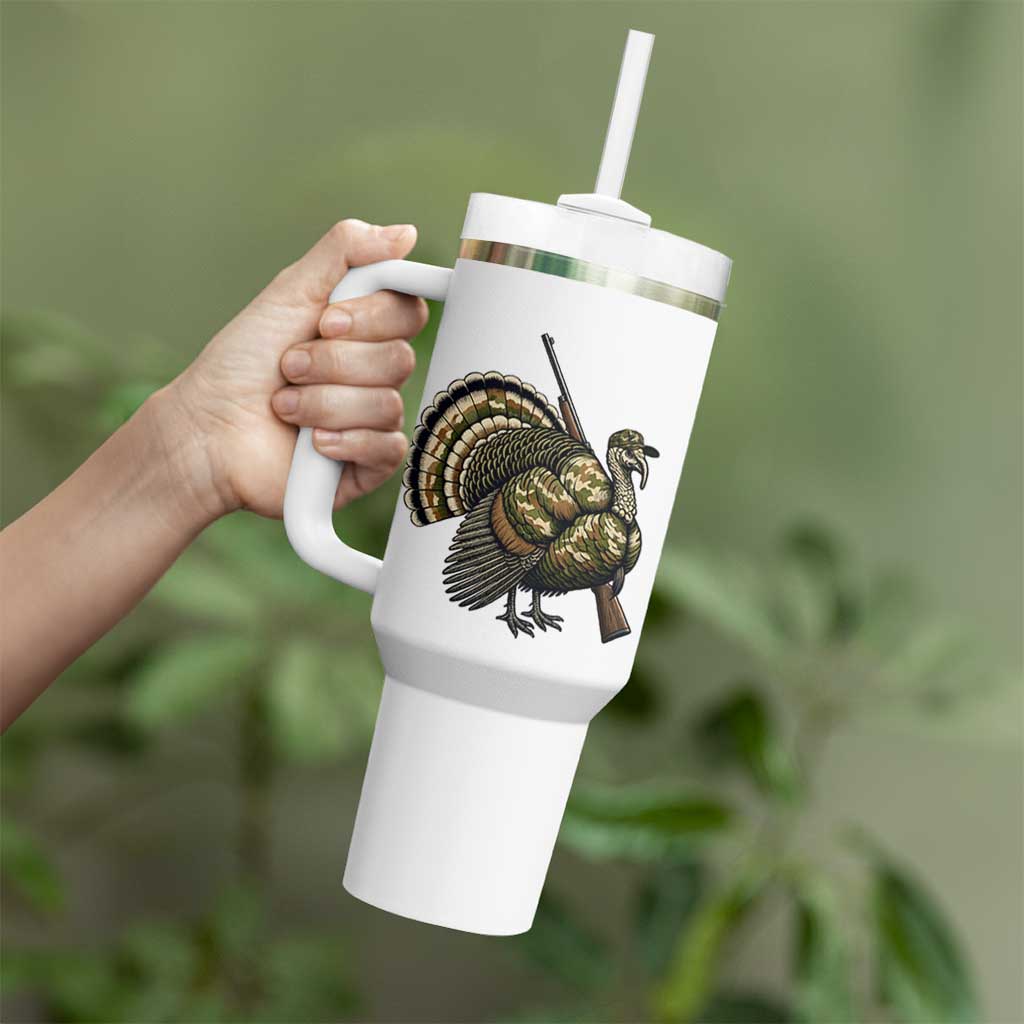Funny Camo Turkey Hunter Rifle Gift Tumbler With Handle - Wonder Print Shop