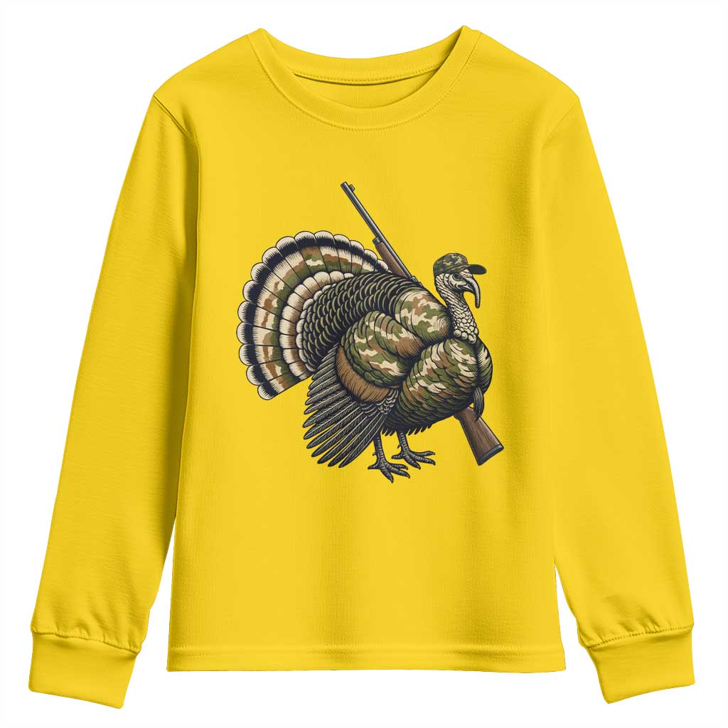 Funny Camo Turkey Hunter Rifle Gift Youth Sweatshirt - Wonder Print Shop