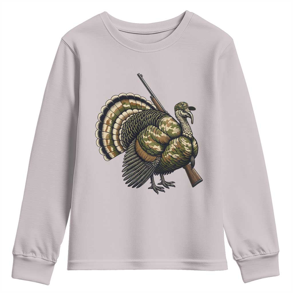 Funny Camo Turkey Hunter Rifle Gift Youth Sweatshirt - Wonder Print Shop
