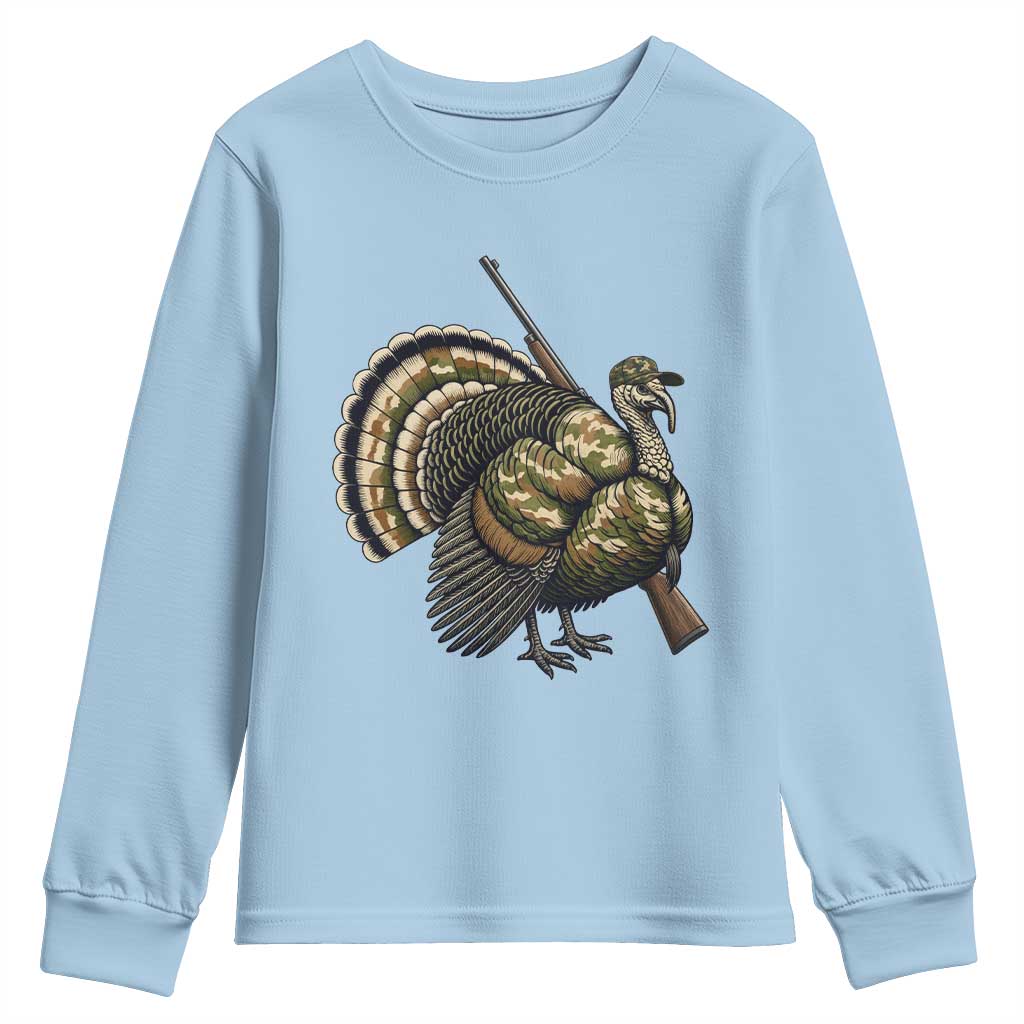 Funny Camo Turkey Hunter Rifle Gift Youth Sweatshirt - Wonder Print Shop