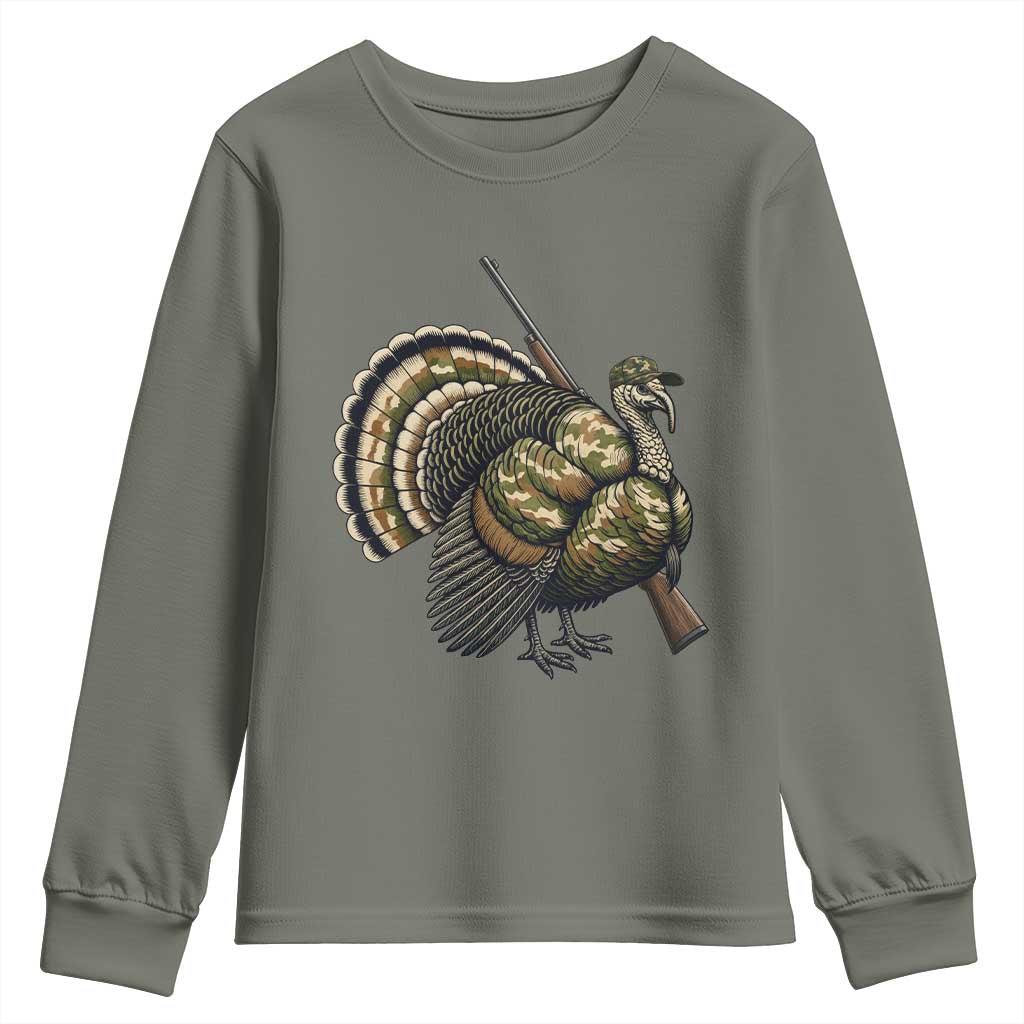 Funny Camo Turkey Hunter Rifle Gift Youth Sweatshirt - Wonder Print Shop
