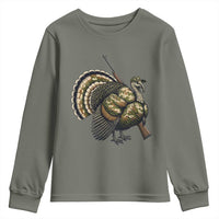 Funny Camo Turkey Hunter Rifle Gift Youth Sweatshirt - Wonder Print Shop