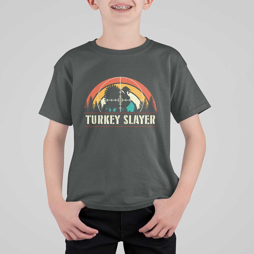 Turkey Slayer T Shirt For Kid Vintage Sunset Hunting Season Gift - Wonder Print Shop