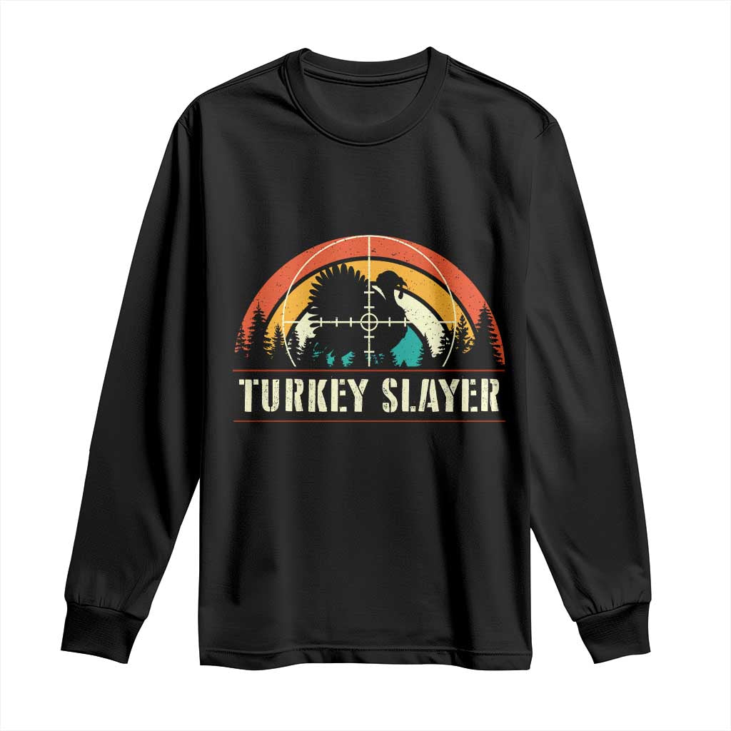Turkey Slayer Long Sleeve Shirt Vintage Sunset Hunting Season Gift - Wonder Print Shop