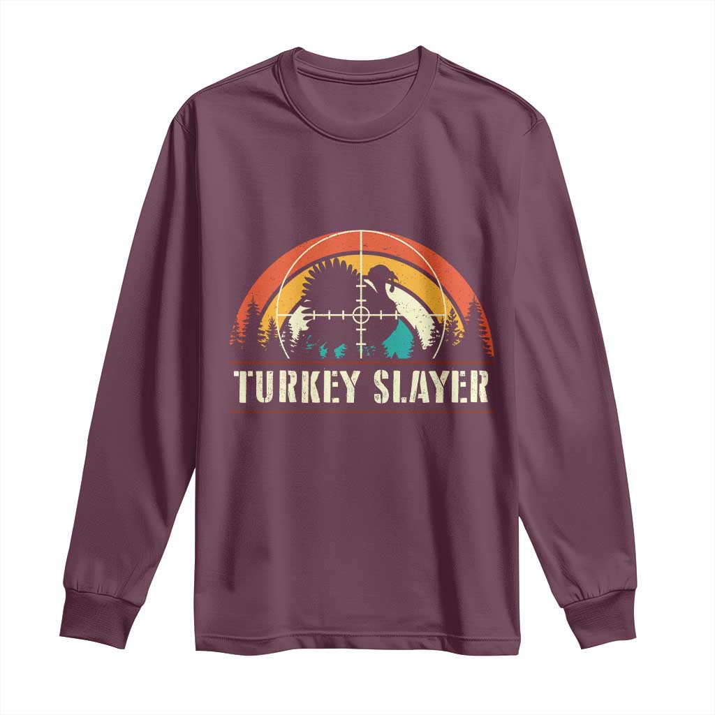 Turkey Slayer Long Sleeve Shirt Vintage Sunset Hunting Season Gift - Wonder Print Shop