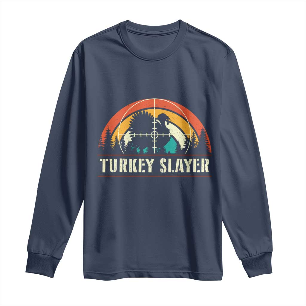 Turkey Slayer Long Sleeve Shirt Vintage Sunset Hunting Season Gift - Wonder Print Shop