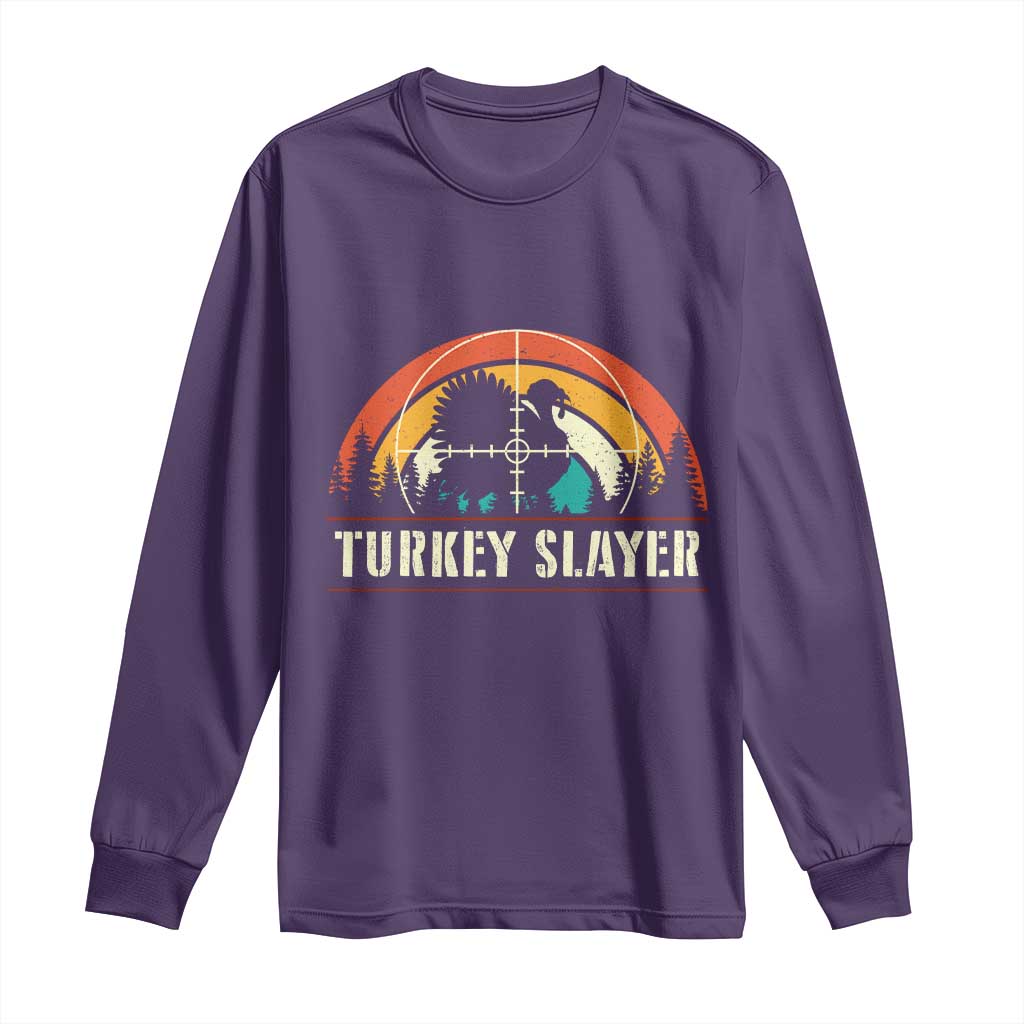 Turkey Slayer Long Sleeve Shirt Vintage Sunset Hunting Season Gift - Wonder Print Shop