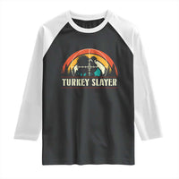 Turkey Slayer Raglan Shirt Vintage Sunset Hunting Season Gift - Wonder Print Shop
