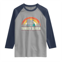 Turkey Slayer Raglan Shirt Vintage Sunset Hunting Season Gift - Wonder Print Shop