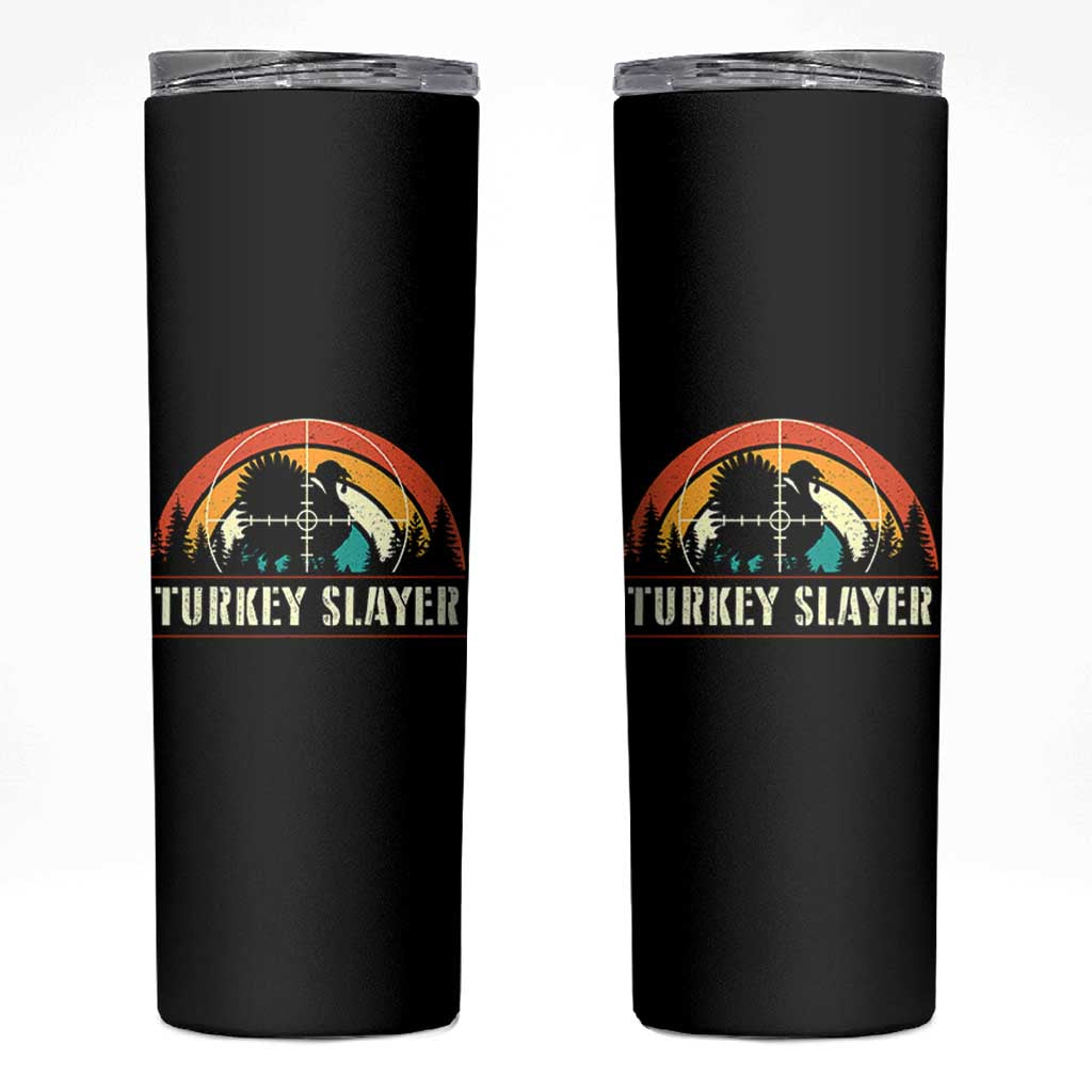 Turkey Slayer Skinny Tumbler Vintage Sunset Hunting Season Gift - Wonder Print Shop
