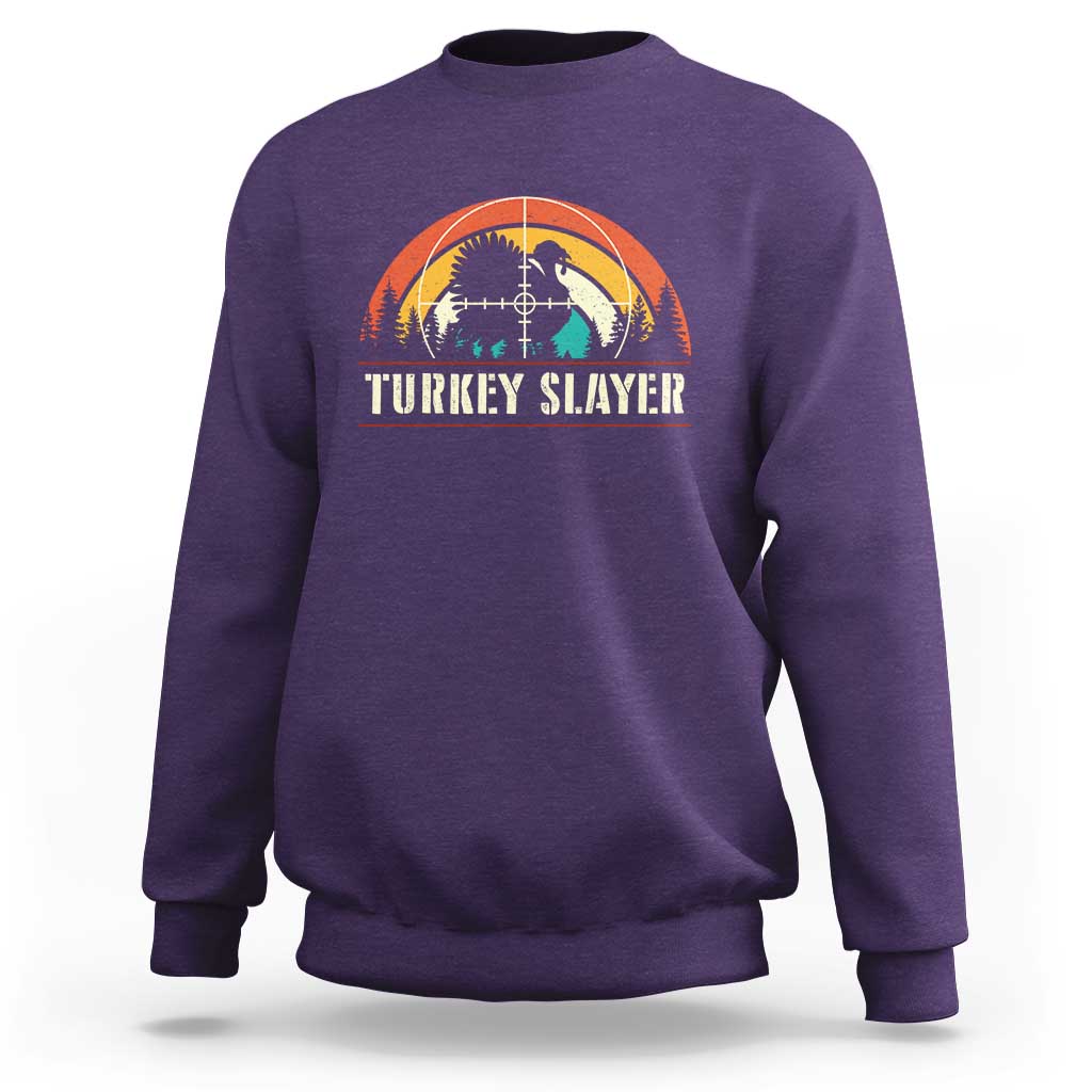 Turkey Slayer Sweatshirt Vintage Sunset Hunting Season Gift - Wonder Print Shop