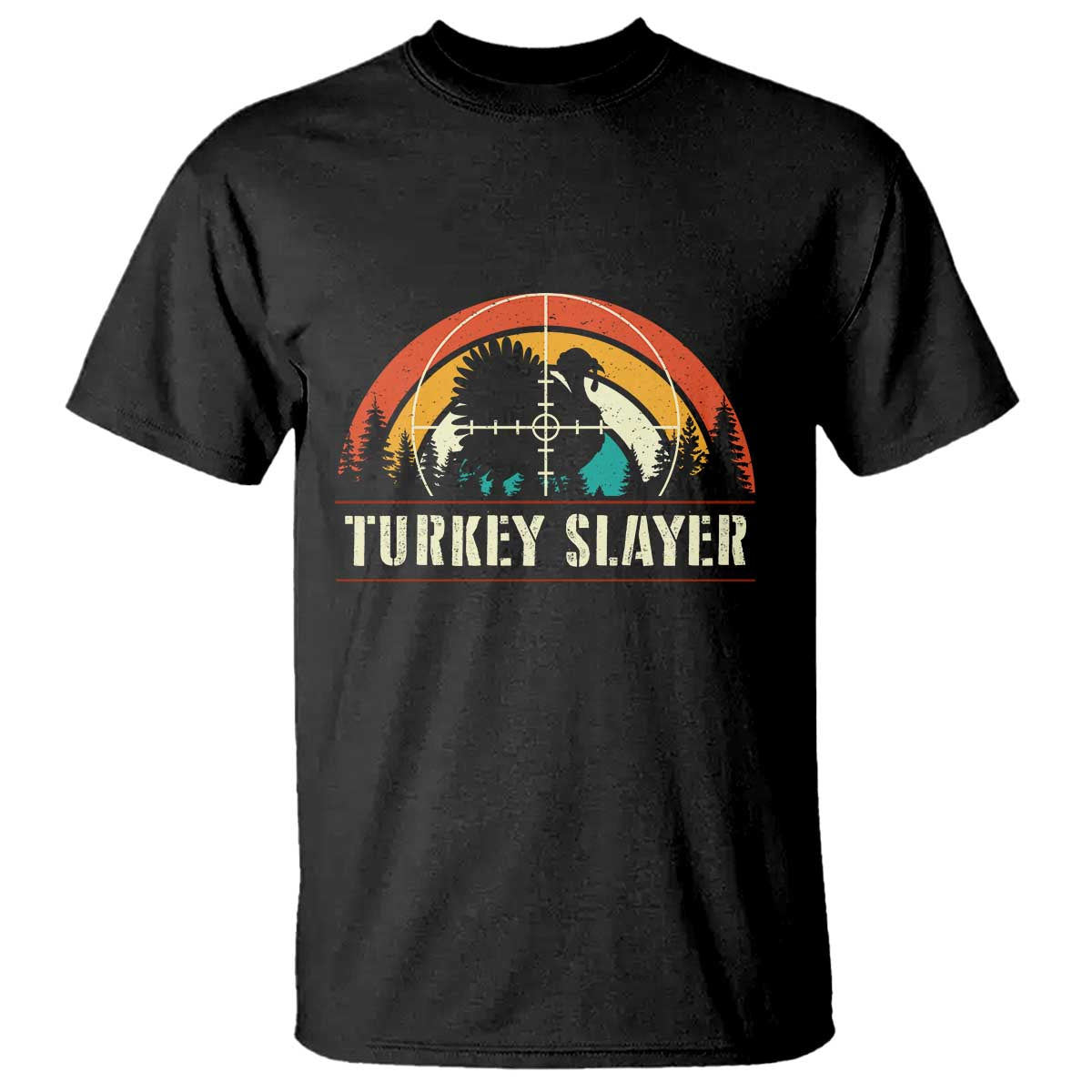 Turkey Slayer T Shirt Vintage Sunset Hunting Season Gift - Wonder Print Shop