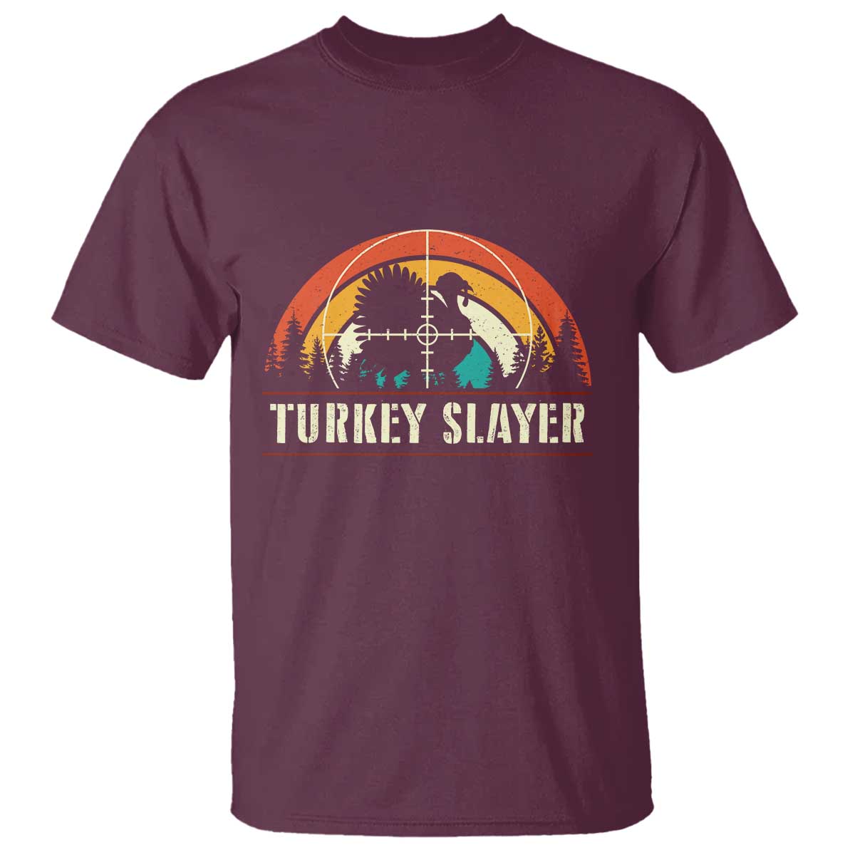 Turkey Slayer T Shirt Vintage Sunset Hunting Season Gift - Wonder Print Shop