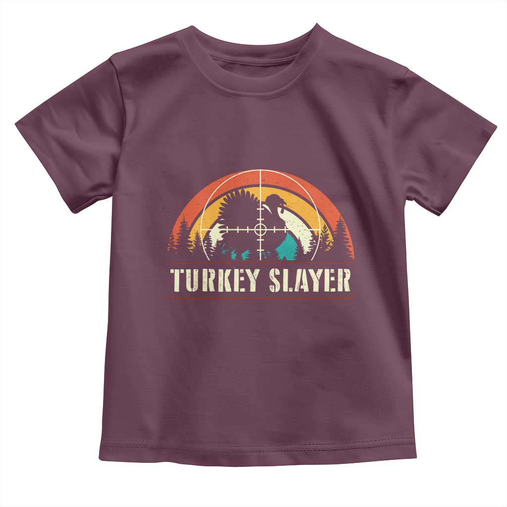 Turkey Slayer Toddler T Shirt Vintage Sunset Hunting Season Gift - Wonder Print Shop