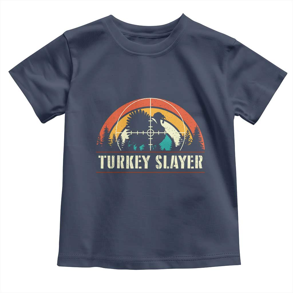 Turkey Slayer Toddler T Shirt Vintage Sunset Hunting Season Gift - Wonder Print Shop