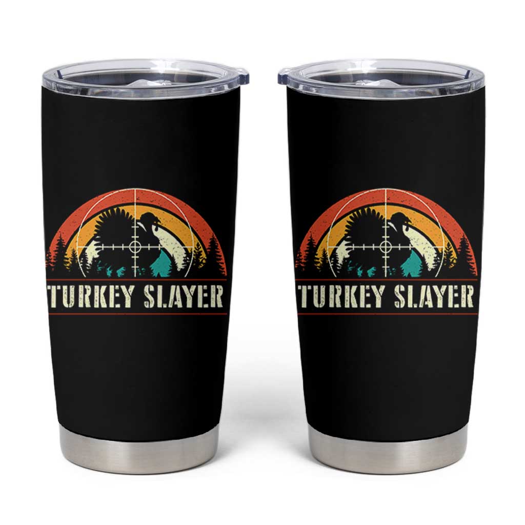 Turkey Slayer Tumbler Cup Vintage Sunset Hunting Season Gift - Wonder Print Shop