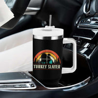 Turkey Slayer Tumbler With Handle Vintage Sunset Hunting Season Gift - Wonder Print Shop