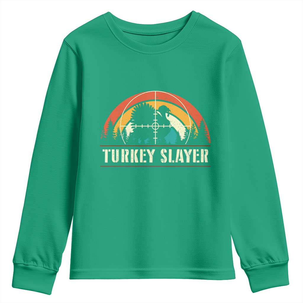 Turkey Slayer Youth Sweatshirt Vintage Sunset Hunting Season Gift - Wonder Print Shop