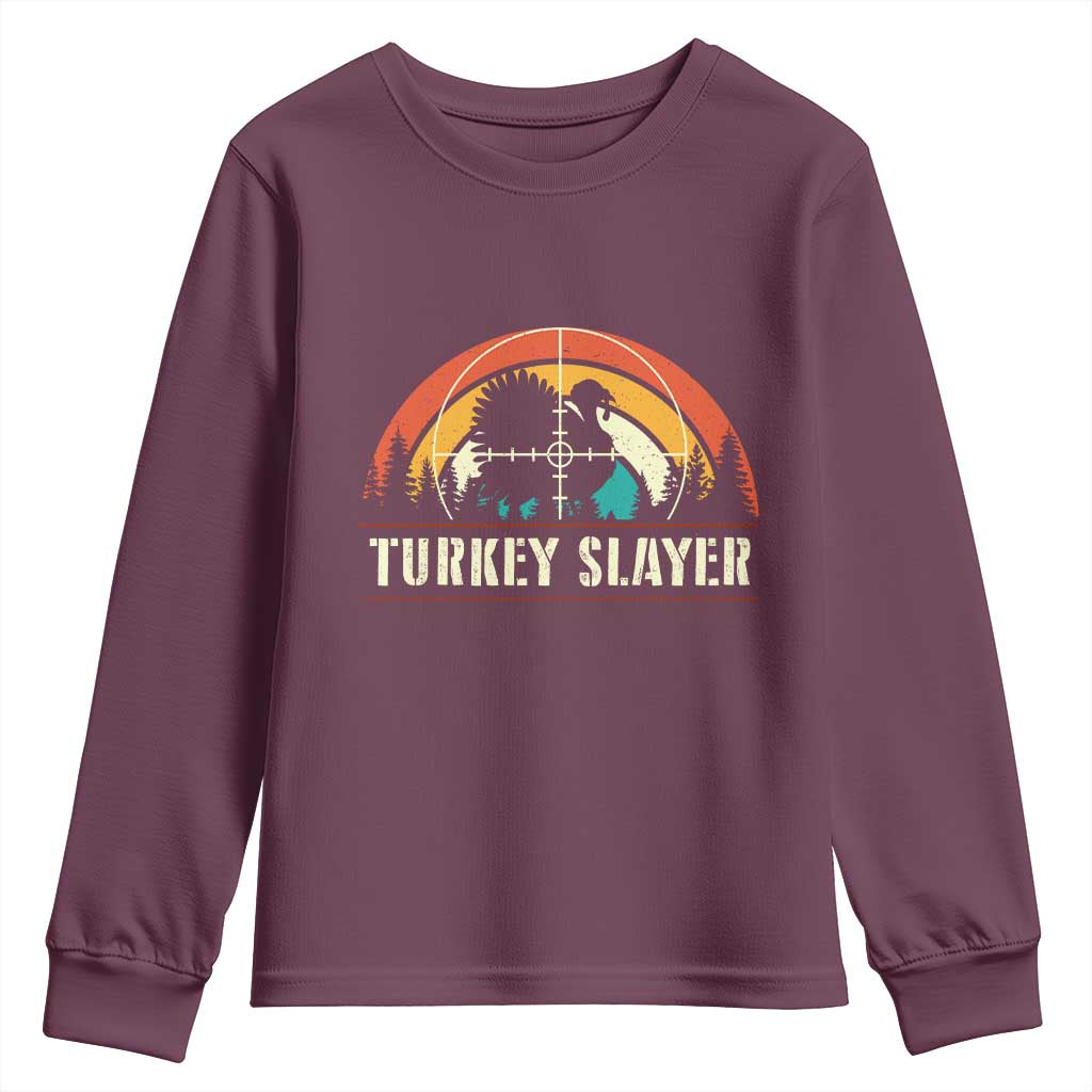 Turkey Slayer Youth Sweatshirt Vintage Sunset Hunting Season Gift - Wonder Print Shop