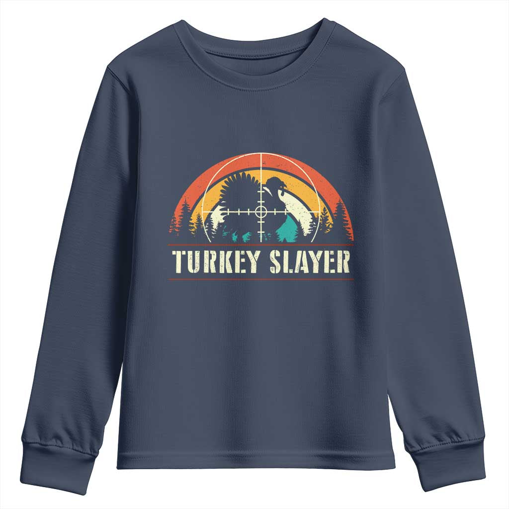 Turkey Slayer Youth Sweatshirt Vintage Sunset Hunting Season Gift - Wonder Print Shop